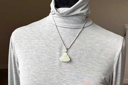 Certified Natural White Nephrite Jade Carved Maitreya Buddha Pendant, 天然青海和田白玉雕刻弥勒佛吊坠