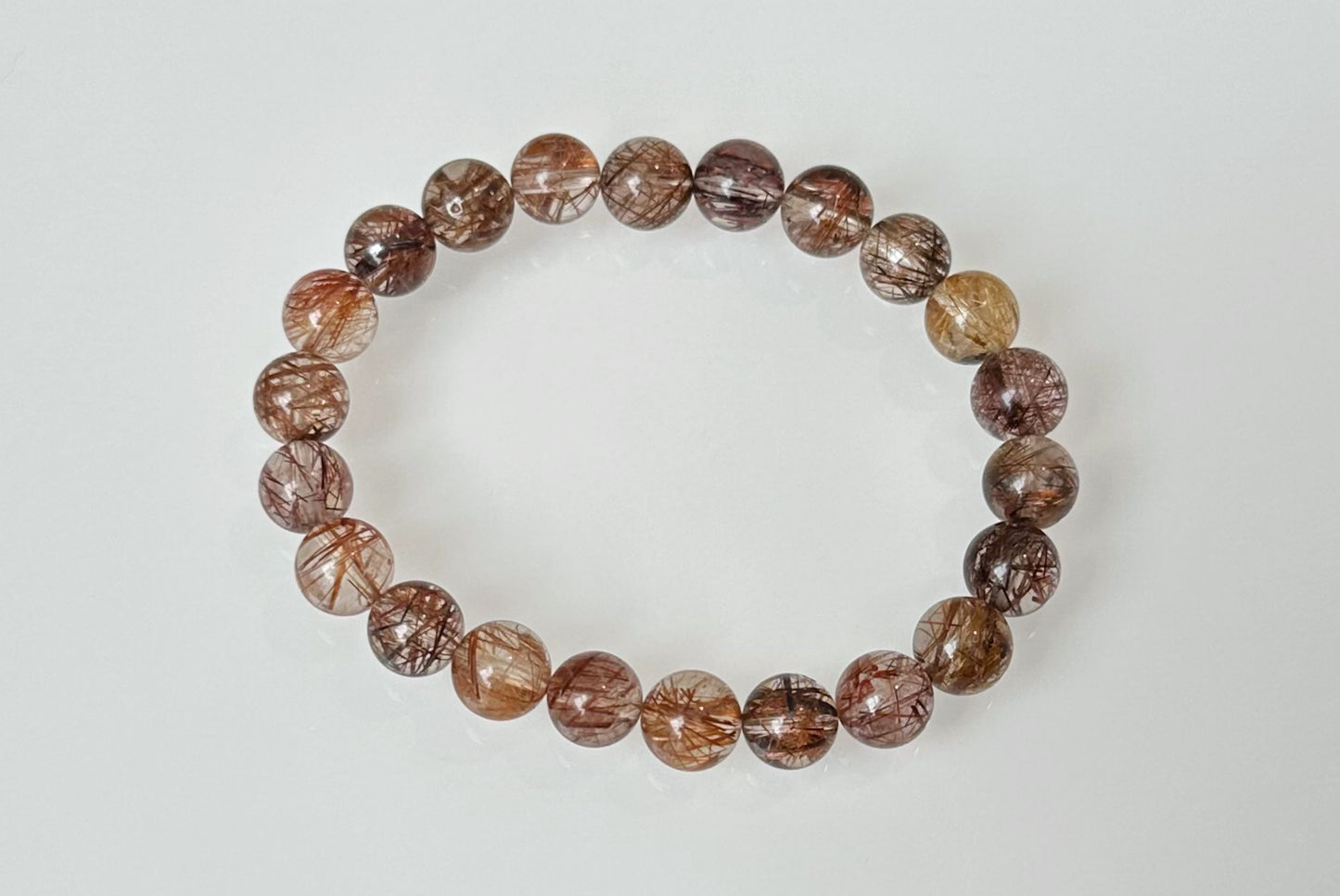 8.5mm+, Certified Natural High Grade Natural Multicolor Rutilated Quartz bracelet, Rutilated Beads bracelet, 天然高品质彩发晶手串