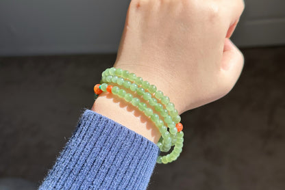 6mm, Certified Natural Green Nephrite Jade Bead Necklace, 天然碧玉项链