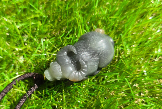 Certified Natural Loulan Tricolor Nephrite Jade Hand-Carved Ox Pendant, 天然楼兰三色和田玉手工雕刻牛吊坠（扭转乾坤）