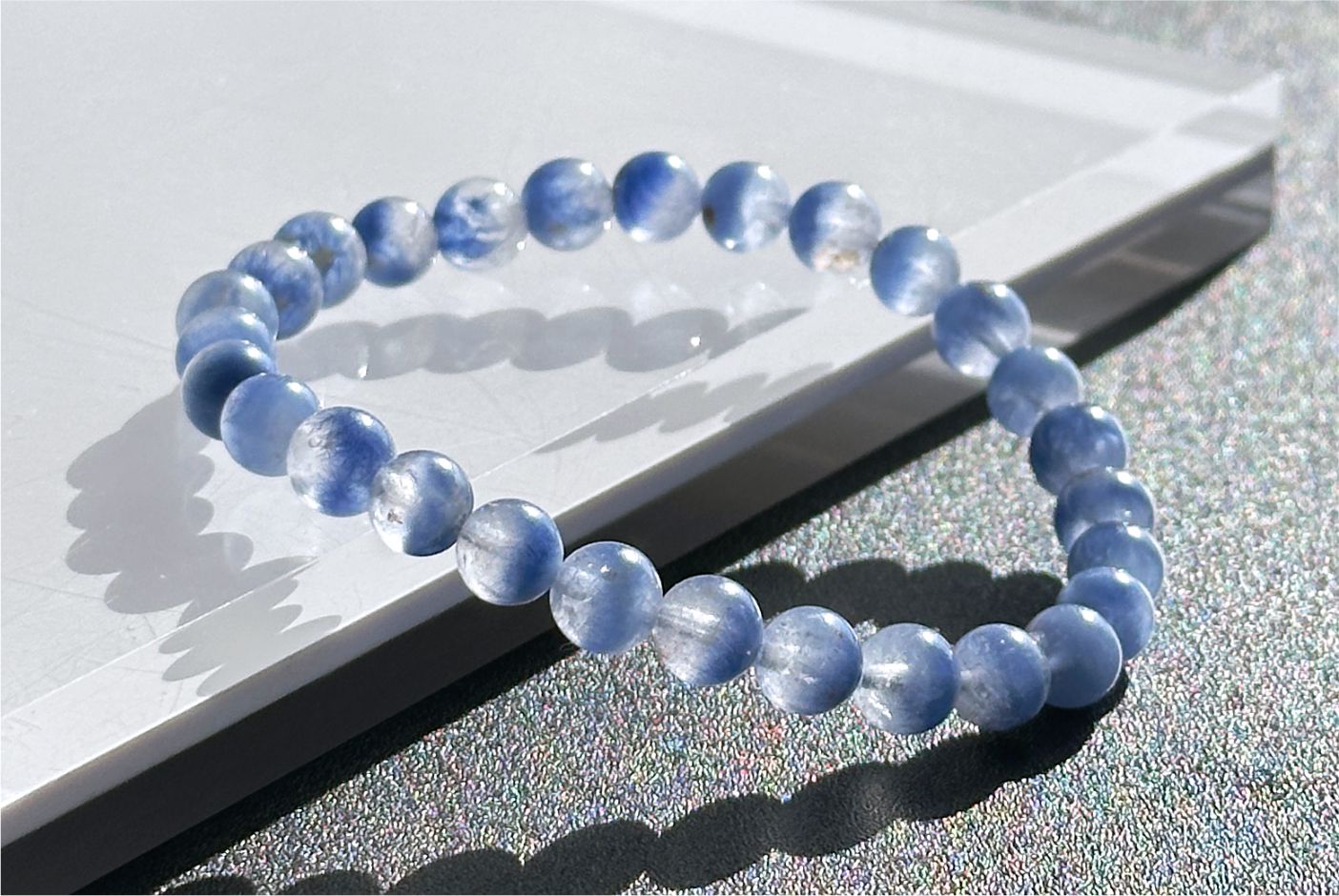 6.5mm+, Certified Rare Find Natural Treasure Bowl inclusion Blue Dumortierite Beads Bracelet, 天然收藏级聚宝盆蓝线石蓝绒晶手串