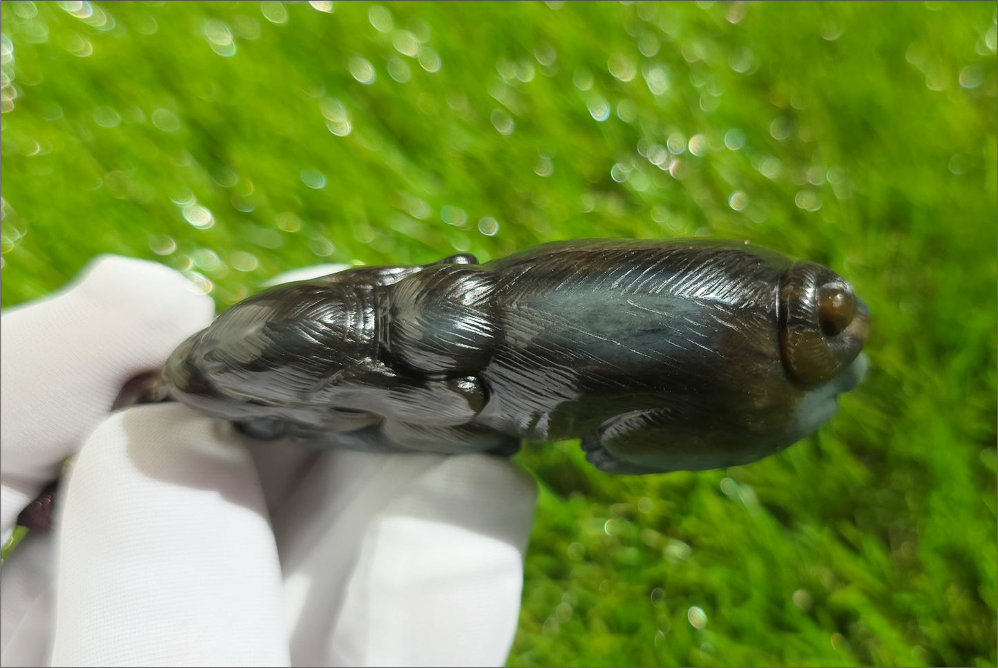 Certified Natural Loulan Nephrite Jade Hand-Carved Dog Handheld, 天然楼兰三色料手工雕刻狗手把件