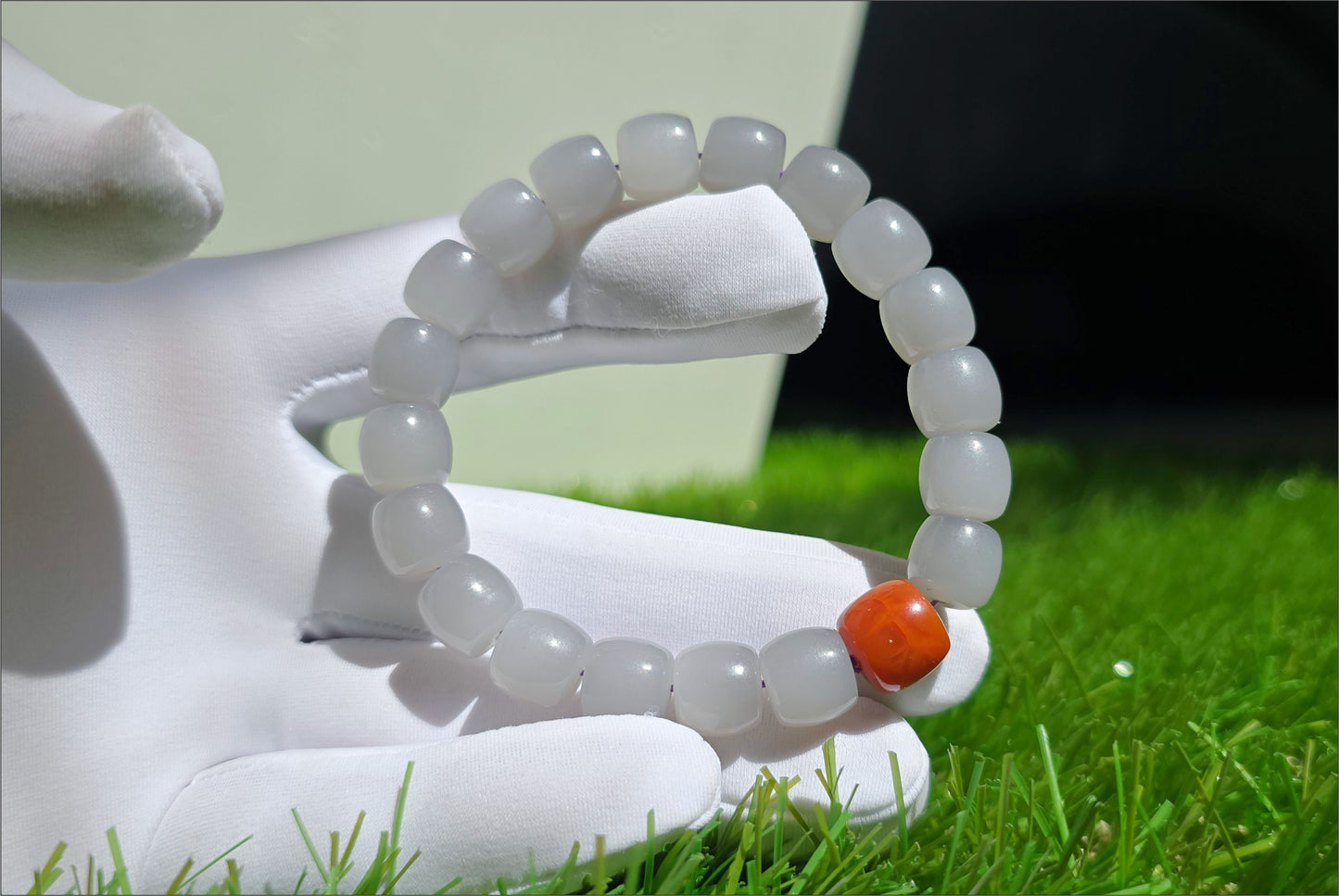 10mm, Certified Natural High Quality Smoky Purple Nephrite Jade and Nanhong Agate Beads Bracelet, 天然烟紫和田玉配南红手串