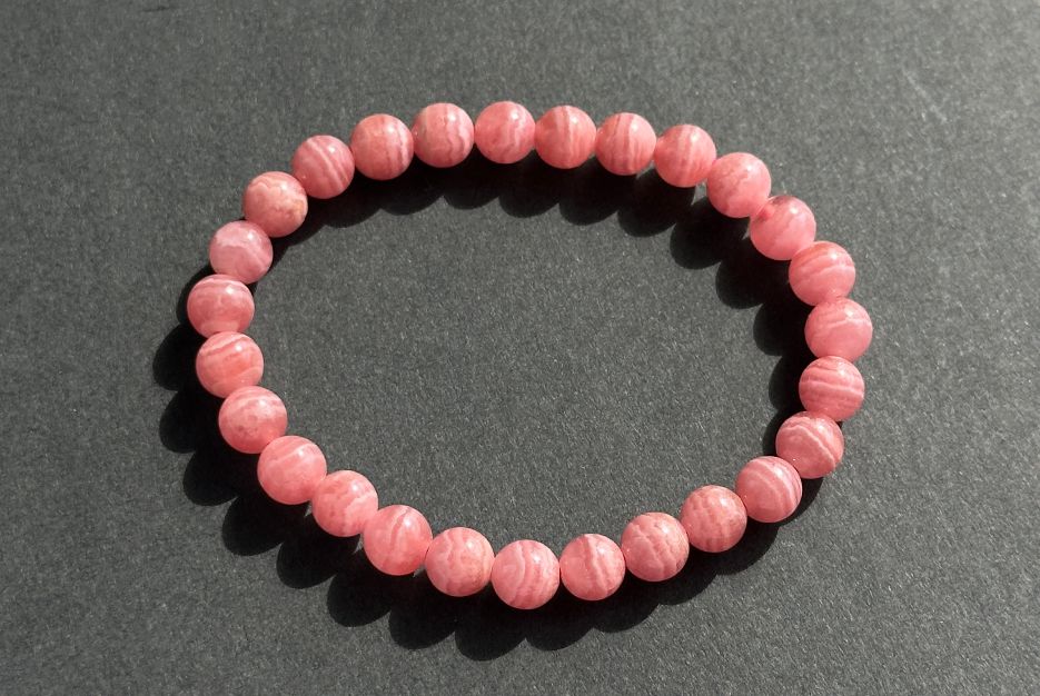 6.7mm+, Certified Natural Argentina Rhodochrosite Bracelet, Argentina Rhodochrosite Beads Bracelet, 天然阿根廷红纹石手串