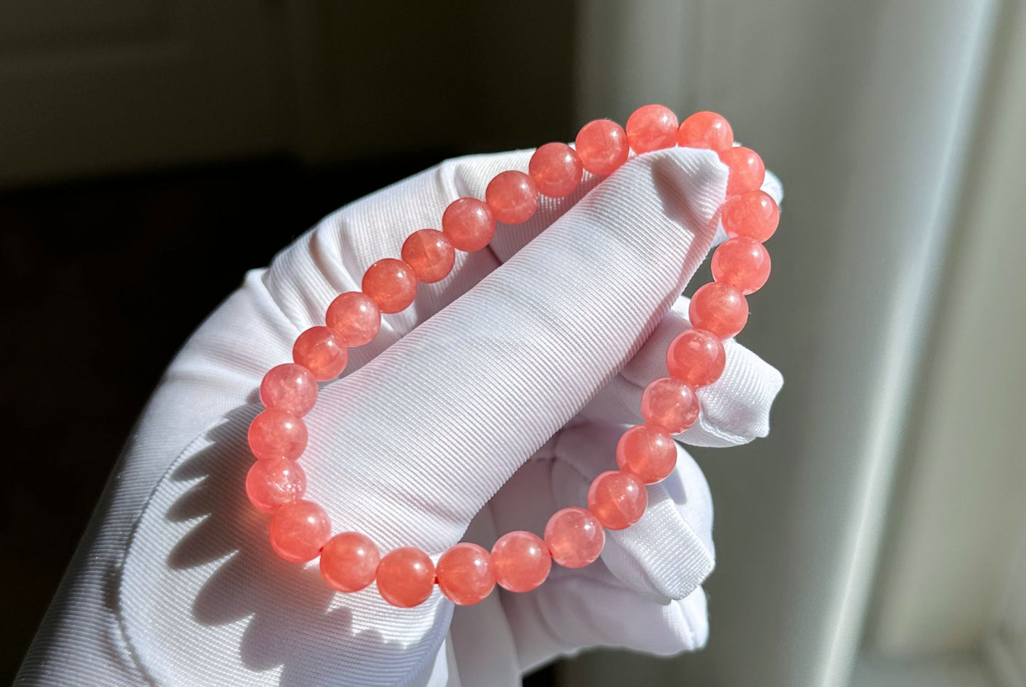 7mm, Certified High Grade Untreated Icy Natural Argentina Rhodochrosite Bracelet, Rhodochrosite bracelet, 天然阿根廷红纹石手串