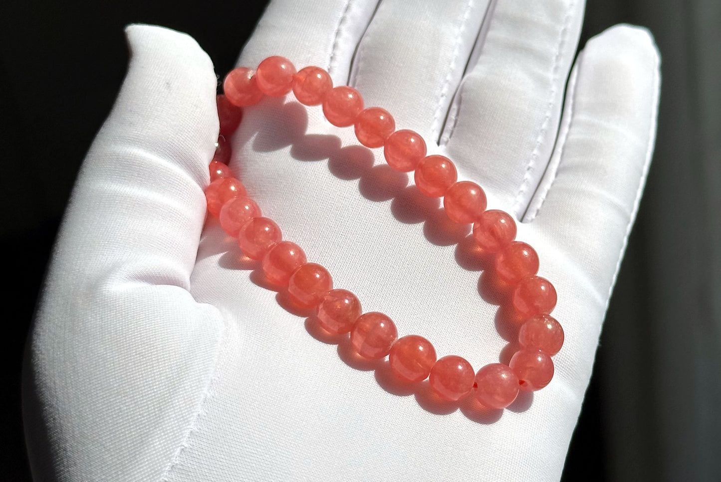 7mm+, Certified High Grade Untreated Icy Natural Argentina Rhodochrosite Bracelet, Rhodochrosite bracelet, 天然阿根廷红纹石手串