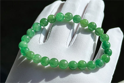 7mm+, Certified Natural Tsavorite Beads Bracelet, Rare Find Top Grade Natural Genuine Tsavorite Garnet Bracelet, 天然正色沙弗莱手串