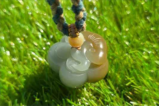 Certified Natural Qiemo Blue and Sugar Nephrite Jade Hand-Carved Persimmon Small Handheld, 天然且末蓝带糖柿子小手把