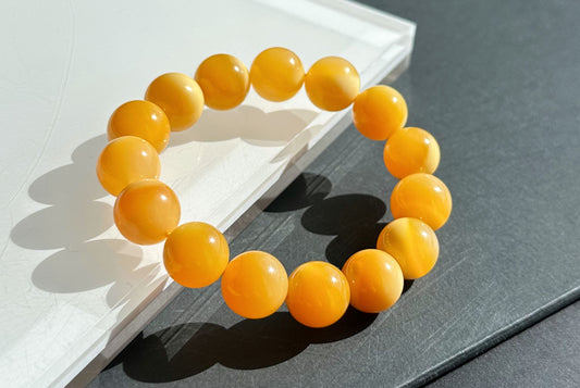 13mm, Natural Myanmar Yellow Agate Bracelet, wealth treasure bowls, 天然缅黄手串玉化料聚宝盆
