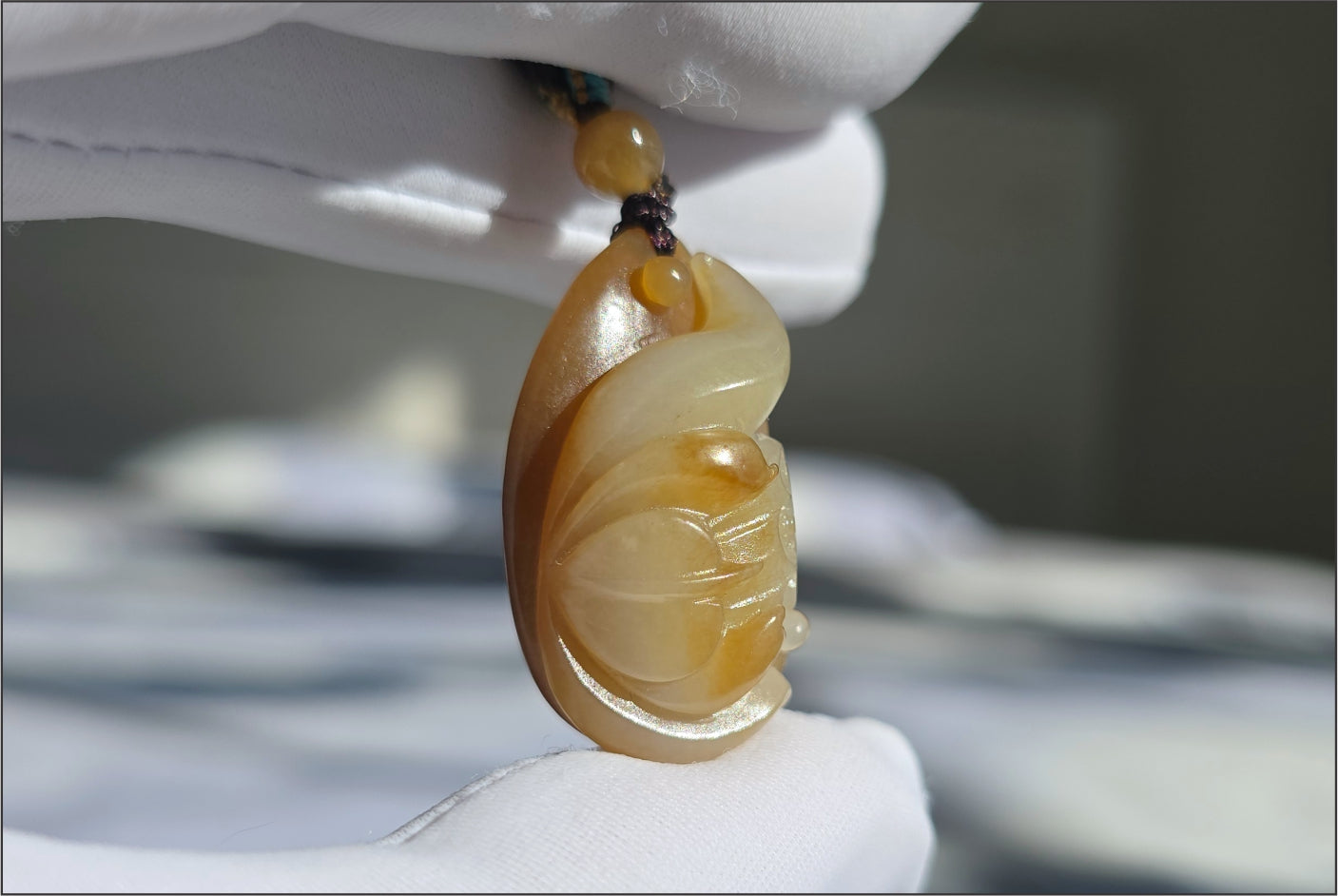 Certified Natural Sugar-White Jade Lotus Pendant | Hand-Carved Jade Jewelry | 天然糖白玉手工雕刻莲花吊坠