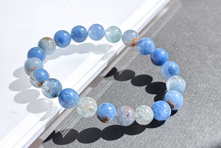 9mm+, Certified High Grade Natural Blue Rabbit Hair Quartz Bracelet, Blue Rabbit Hair Rutile Quartz Bracelet, 天然收藏级蓝兔毛团子手串