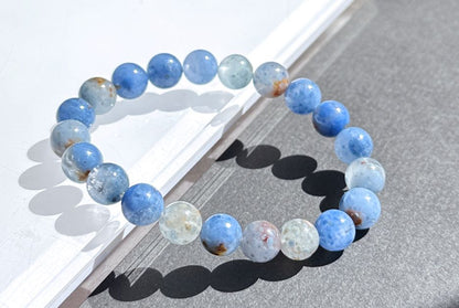 9mm+, Certified High Grade Natural Blue Rabbit Hair Quartz Bracelet, Blue Rabbit Hair Rutile Quartz Bracelet, 天然收藏级蓝兔毛团子手串