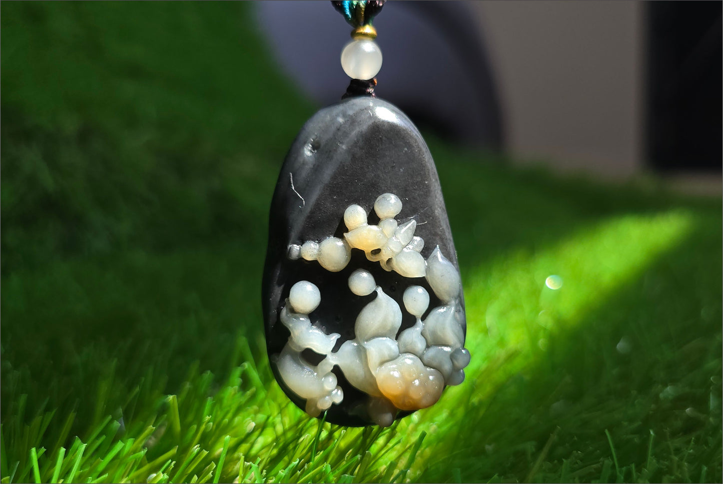 Certified Natural Loulan Tricolor Nephrite Jade Hand-Carved Lotus and Koi Fish Pendant, 天然楼兰三色和田玉手工雕刻莲花鱼吊坠