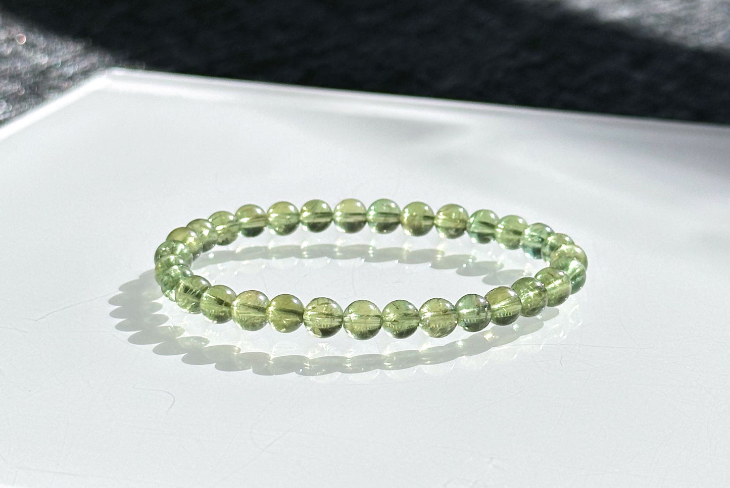 6mm, Certified Natural High-Quality Green Apatite Beads Bracelet, 天然玻璃体绿磷灰手串