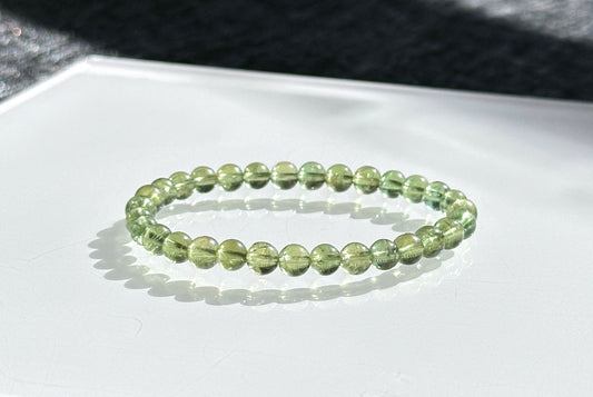 6mm, Certified Natural High-Quality Green Apatite Beads Bracelet, 天然玻璃体绿磷灰手串