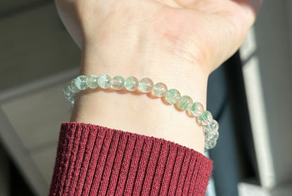 6.2mm+, Certified Natural Rare Emerald Green Phantom Bead Bracelet, Green Phantom Quartz Bracelet, 稀有天然翠幽灵手串