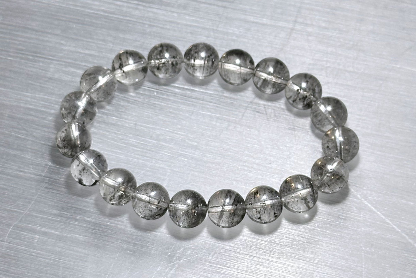 9.5mm+, Certified Natural Black Phantom Quartz Bracelet, Phantom quartz bracelet, 天然黑幽灵手串
