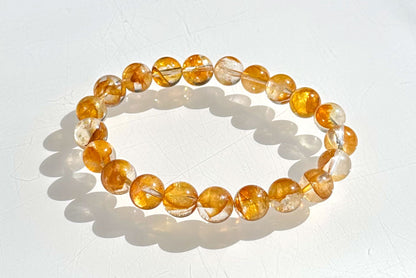 9mm, Natural Yellow Hematoid Quartz Bracelet, golden healer quartz bracelet, 天然黄胶花水晶手串