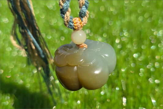 Certified Natural Qiemo Blue and Sugar Nephrite Jade Hand-Carved Persimmon Small Handheld, 天然且末蓝带糖柿子小手把