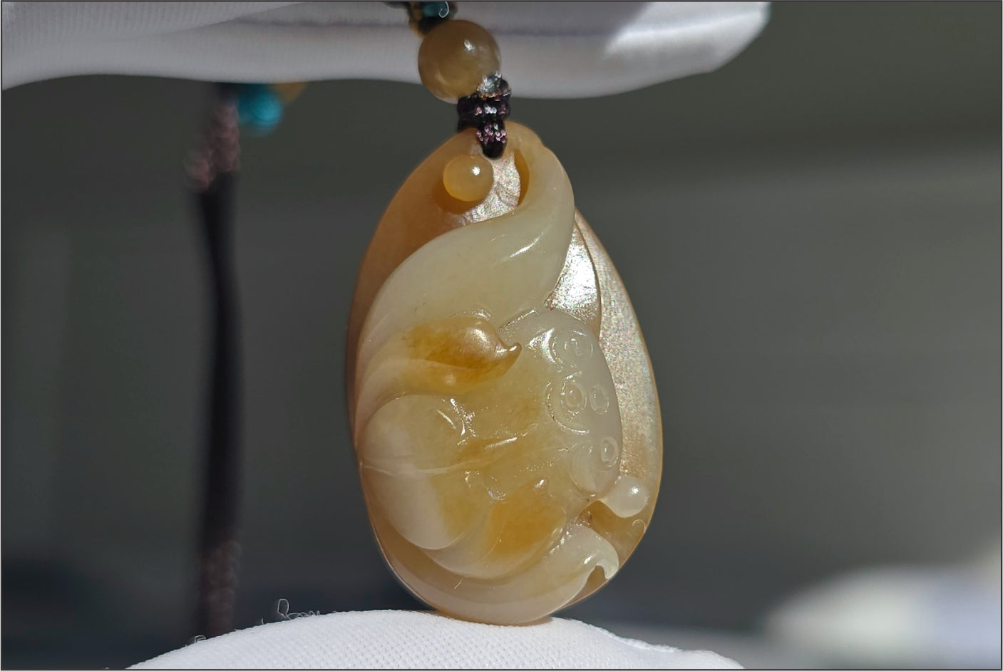 Certified Natural Sugar-White Jade Lotus Pendant | Hand-Carved Jade Jewelry | 天然糖白玉手工雕刻莲花吊坠