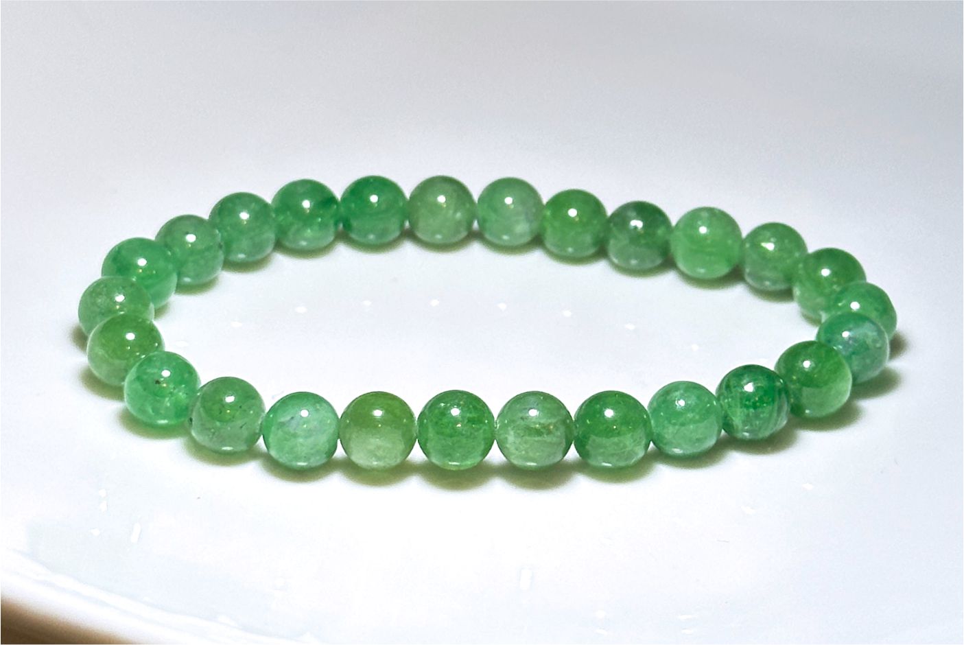 7mm+, Certified Natural Tsavorite Beads Bracelet, Rare Find Top Grade Natural Genuine Tsavorite Garnet Bracelet, 天然正色沙弗莱手串