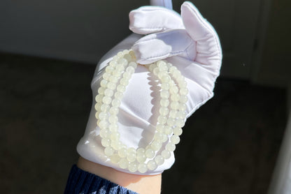 6mm, Certified Natural White Nephrite Jade Bead Necklace, 天然和田白玉项链
