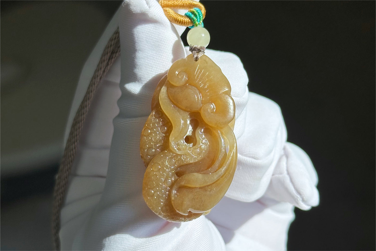 Certified Natural Yellow Sugar Nephrite Jade Hand-Carved Cobra Pendant – Jade Snake Pendant, 天然且末黄糖和田玉手工雕刻眼镜蛇吊坠吊坠