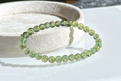 6mm, Certified Natural High-Quality Green Apatite Beads Bracelet, 天然玻璃体绿磷灰手串
