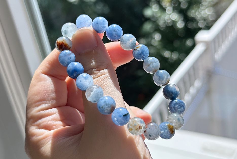 9mm+, Certified High Grade Natural Blue Rabbit Hair Quartz Bracelet, Blue Rabbit Hair Rutile Quartz Bracelet, 天然收藏级蓝兔毛团子手串