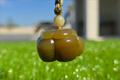 Certified Natural Qiemo Blue and Sugar Nephrite Jade Hand-Carved Persimmon Small Handheld, 天然且末蓝带糖柿子小手把