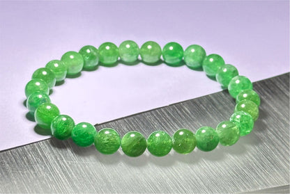 7mm+, Certified Natural Tsavorite Beads Bracelet, Rare Find Top Grade Natural Genuine Tsavorite Garnet Bracelet, 天然正色沙弗莱手串