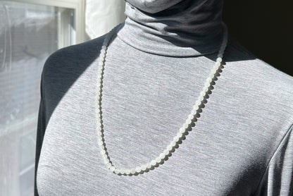 6mm, Certified Natural White Nephrite Jade Bead Necklace, 天然和田白玉项链