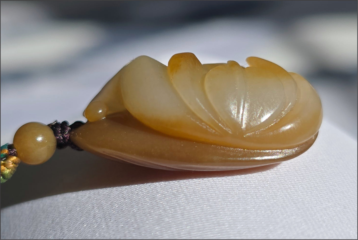 Certified Natural Sugar-White Jade Lotus Pendant | Hand-Carved Jade Jewelry | 天然糖白玉手工雕刻莲花吊坠
