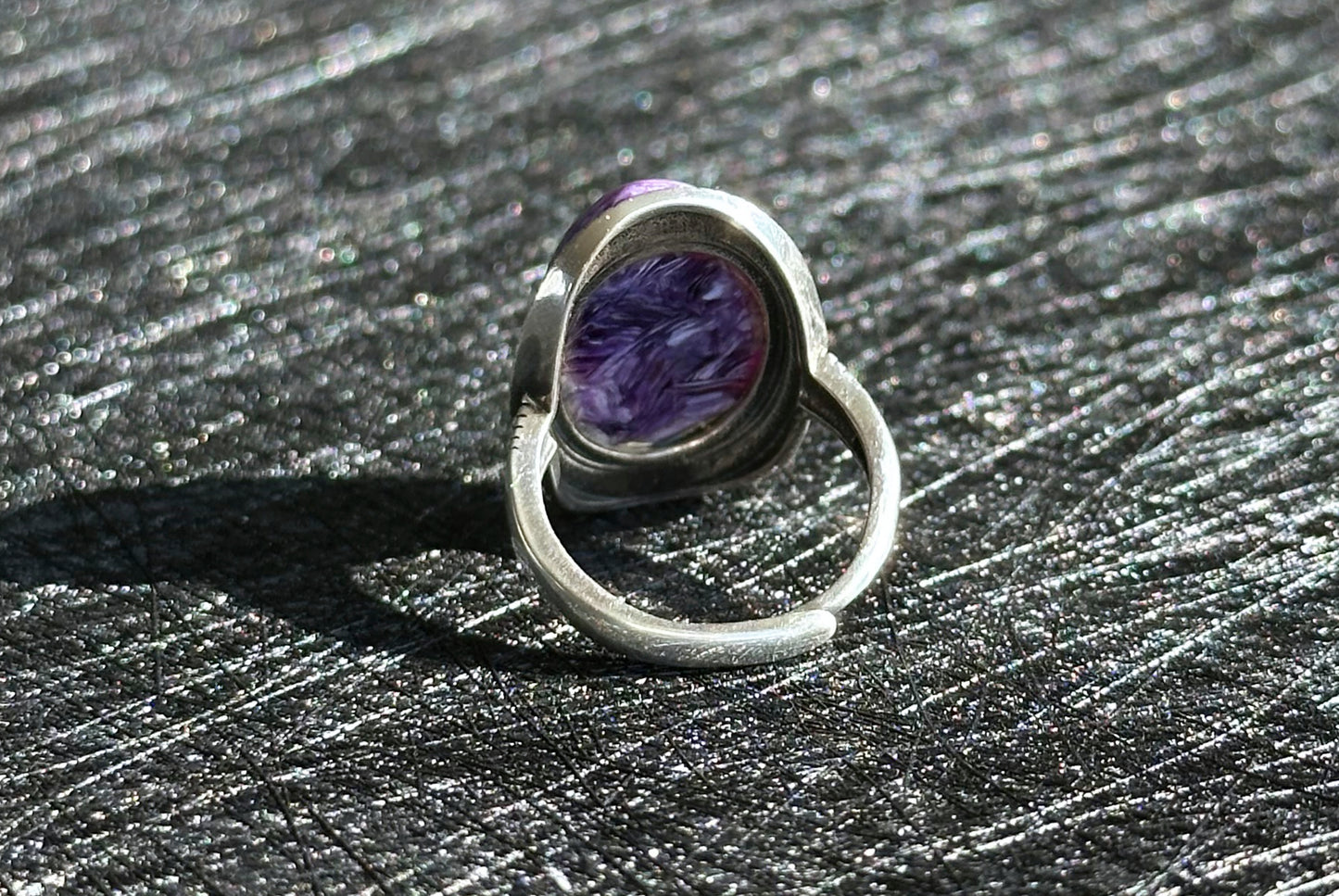 Natural Top Grade Charoite Silver Ring, Purple Charoite with best looking swirls patterns, Natural Charoite Ring, 天然收藏级俄罗斯紫龙晶纯银戒指