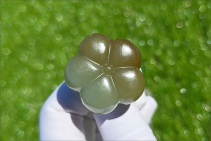 Certified Natural Qiemo Blue and Sugar Nephrite Jade Hand-Carved Persimmon Small Handheld, 天然且末蓝带糖柿子小手把