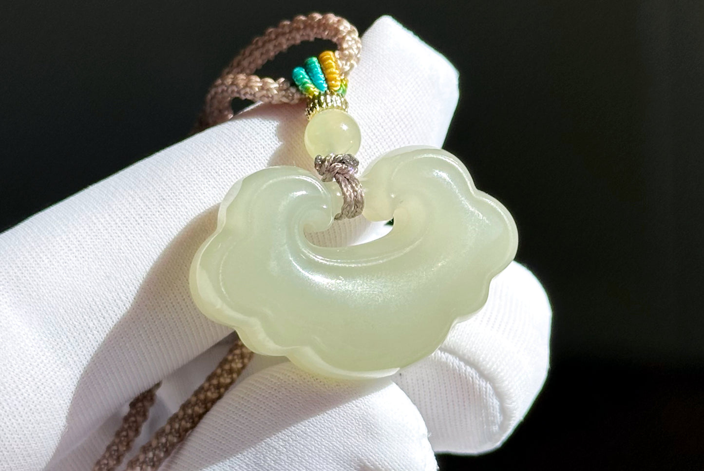 Certified Natural Qingshui Nephrite Jade Carved Lotus Peace Lock Pendant, Jade Lock Pendant, 天然和田玉冰晴水平安锁吊坠