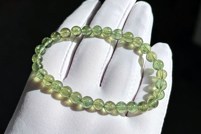 6mm, Certified Natural High-Quality Green Apatite Beads Bracelet, 天然玻璃体绿磷灰手串