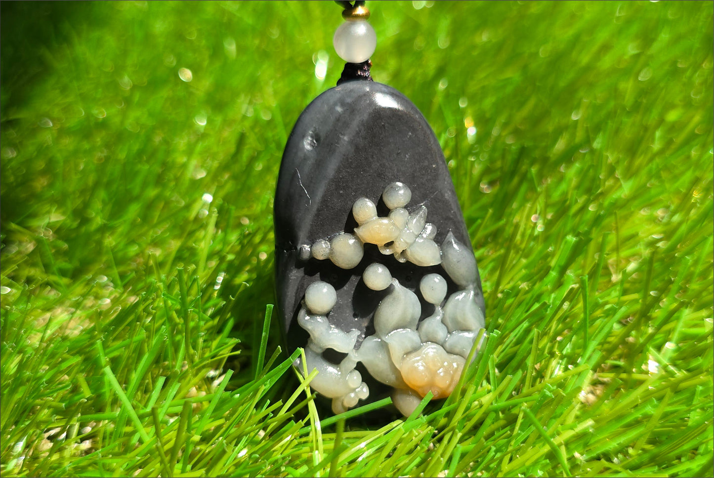 Certified Natural Loulan Tricolor Nephrite Jade Hand-Carved Lotus and Koi Fish Pendant, 天然楼兰三色和田玉手工雕刻莲花鱼吊坠