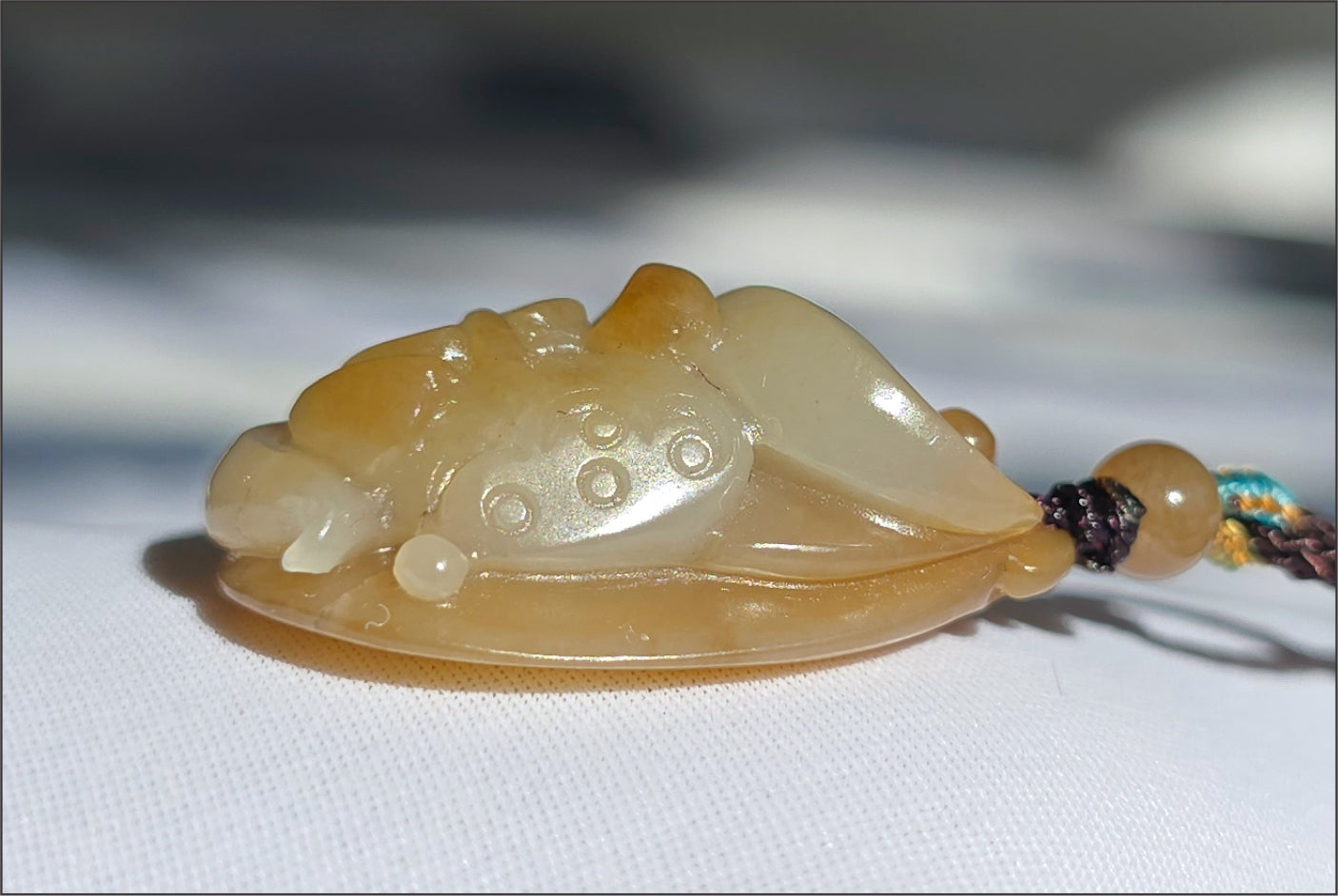 Certified Natural Sugar-White Jade Lotus Pendant | Hand-Carved Jade Jewelry | 天然糖白玉手工雕刻莲花吊坠