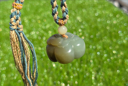 Certified Natural Qiemo Blue and Sugar Nephrite Jade Hand-Carved Persimmon Small Handheld, 天然且末蓝带糖柿子小手把
