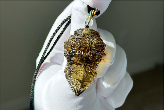 33.028grams, Natural Greenish Libyan Desert Glass Tektite Four-Faced Buddha Vajra Pendant, Collector-Grade Tektite | Powerful Spiritual Amulet, 天然四面金刚杵利比亚陨石吊坠