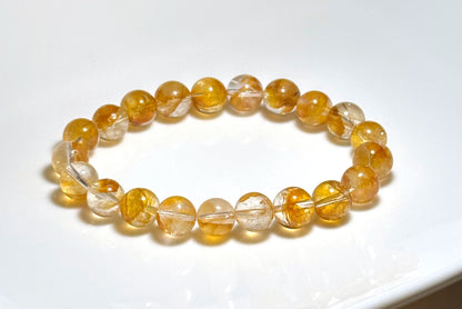 9mm, Natural Yellow Hematoid Quartz Bracelet, golden healer quartz bracelet, 天然黄胶花水晶手串