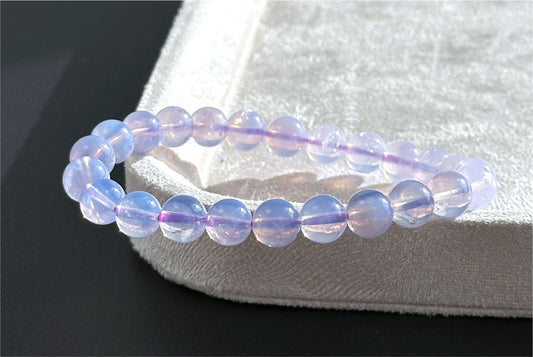 8mm, Certified Natural Lavender Moon Quartz Bracelet, Natural Lavender Quartz Bracelet,天然薰衣草紫玉晶手串