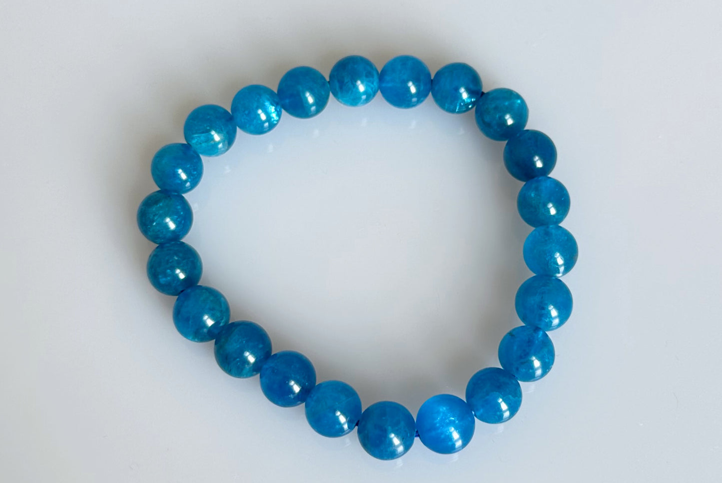 8.5mm+, Certified Natural Rich Deep Blue Apatite Bracelet, Natural Untreated Shimmering Blue Apatite Bracelet, AAA, 天然浓郁色蓝磷灰石手串 (Copy)