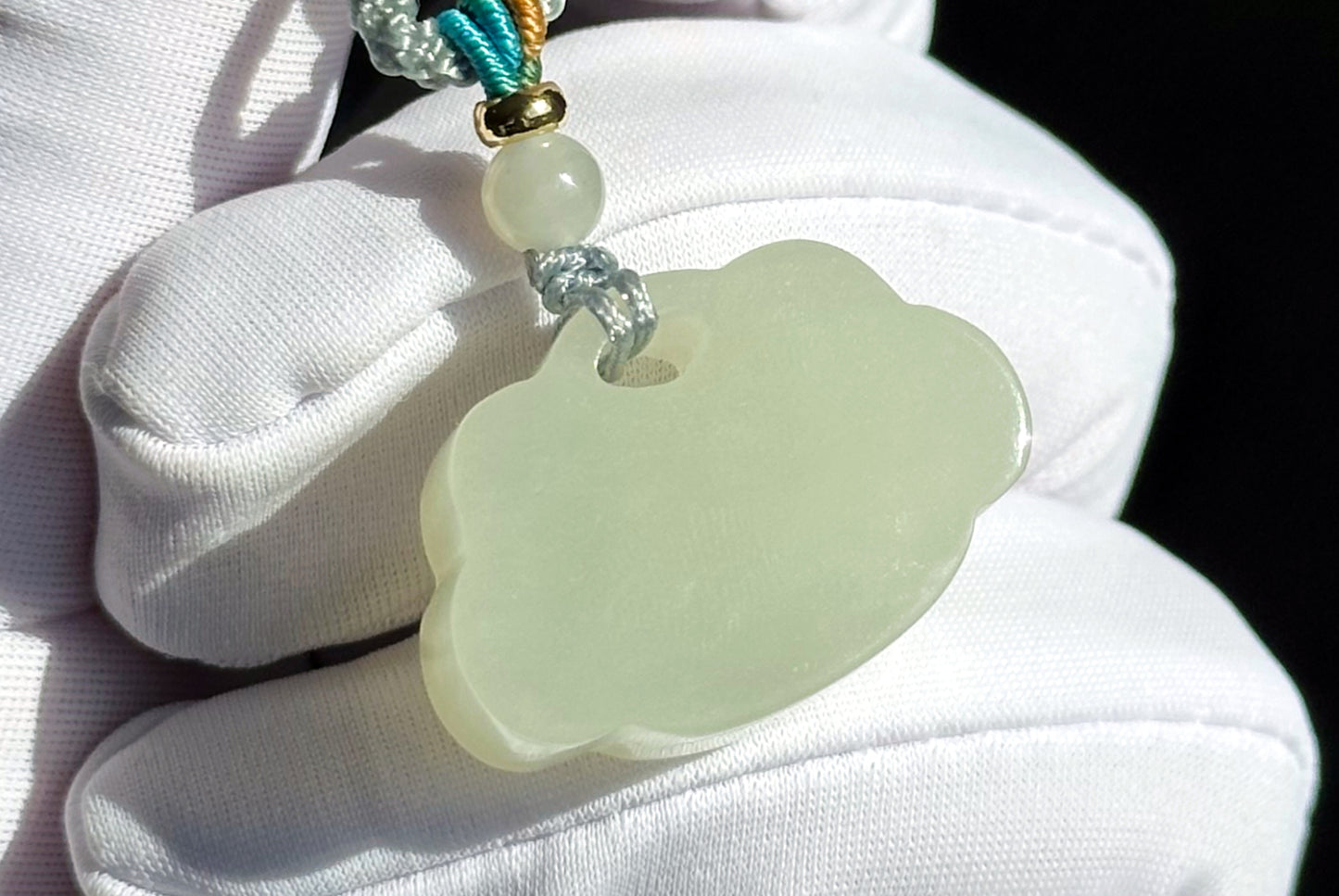 Certified Natural White Nephrite Jade Carved Lotus Peace Lock Pendant, White Jade Pendant, 天然和田白玉莲花锁吊坠