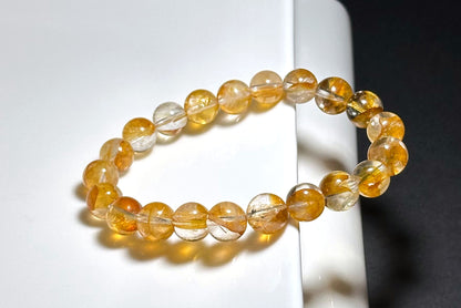 9mm, Natural Yellow Hematoid Quartz Bracelet, golden healer quartz bracelet, 天然黄胶花水晶手串