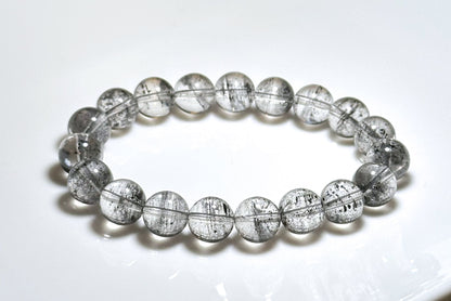 9.5mm+, Certified Natural Black Phantom Quartz Bracelet, Phantom quartz bracelet, 天然黑幽灵手串