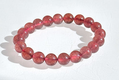 9.5mm+, Certified Natural Strawberry Quartz bracelet, Collective grade pigeon blood strawberry quartz bracelet, 天然老矿星光鸽血红草莓晶手串