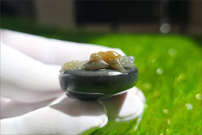 Certified Natural Loulan Tricolor Nephrite Jade Hand-Carved Lotus and Koi Fish Pendant, 天然楼兰三色和田玉手工雕刻莲花鱼吊坠