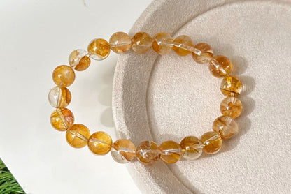 9mm, Natural Yellow Hematoid Quartz Bracelet, golden healer quartz bracelet, 天然黄胶花水晶手串